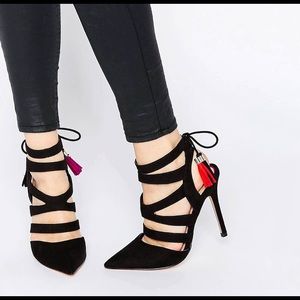 Black Lace Heeled Sandal